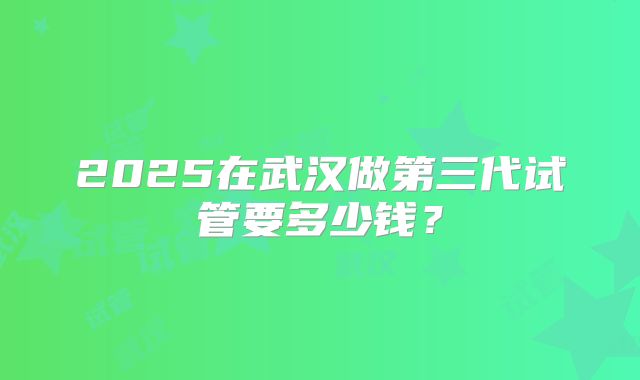 2025在武汉做第三代试管要多少钱?