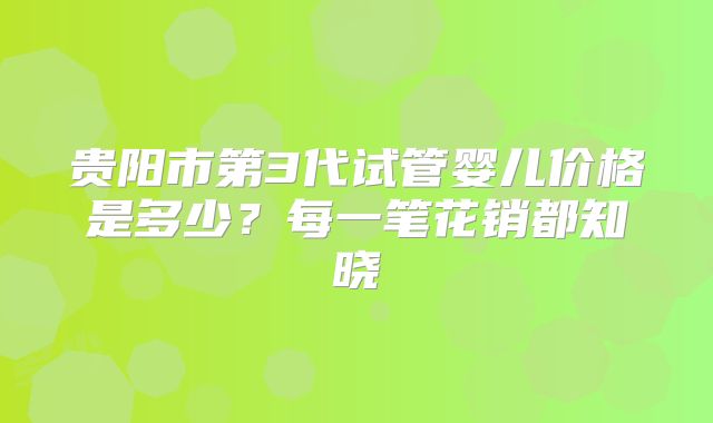 贵阳市第3代试管婴儿价格是多少？每一笔花销都知晓