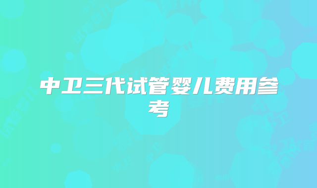 中卫三代试管婴儿费用参考