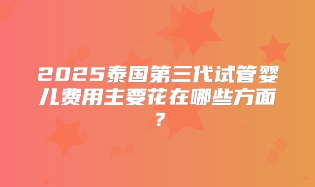 2025泰国第三代试管婴儿费用主要花在哪些方面?