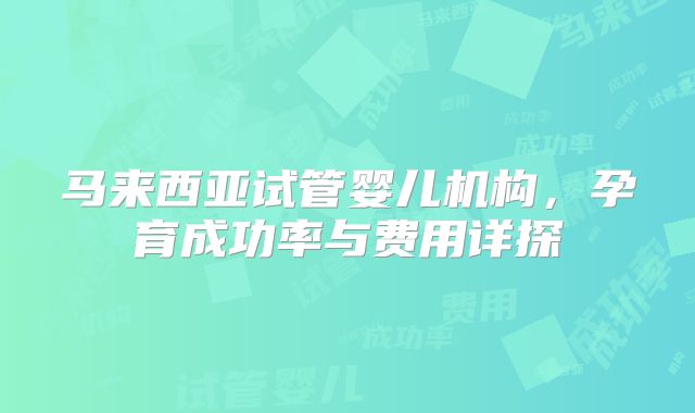 马来西亚试管婴儿机构,孕育成功率与费用详探