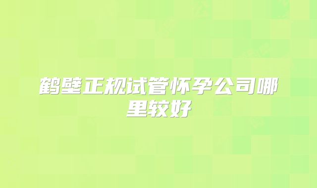 鹤壁正规试管怀孕公司哪里较好