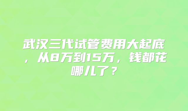 武汉三代试管费用大起底，从8万到15万，钱都花哪儿了？