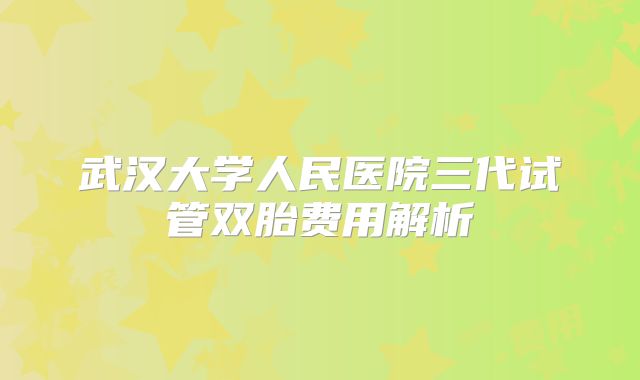 武汉大学人民医院三代试管双胎费用解析
