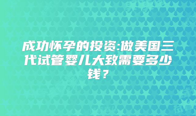 成功怀孕的投资:做美国三代试管婴儿大致需要多少钱?