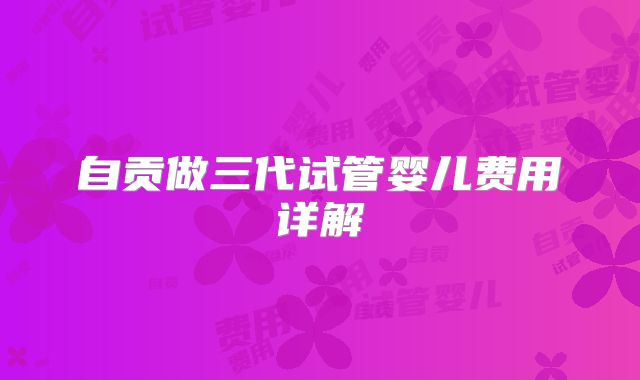 自贡做三代试管婴儿费用详解