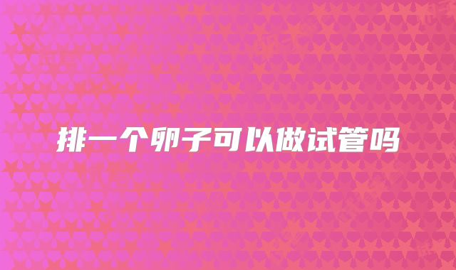 排一个卵子可以做试管吗