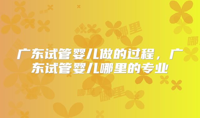 广东试管婴儿做的过程，广东试管婴儿哪里的专业