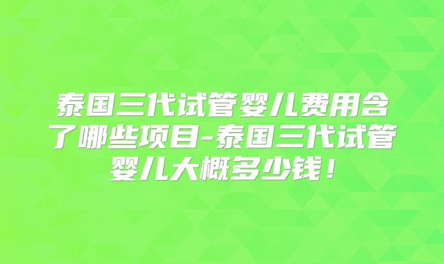 泰国三代试管婴儿费用含了哪些项目-泰国三代试管婴儿大概多少钱！