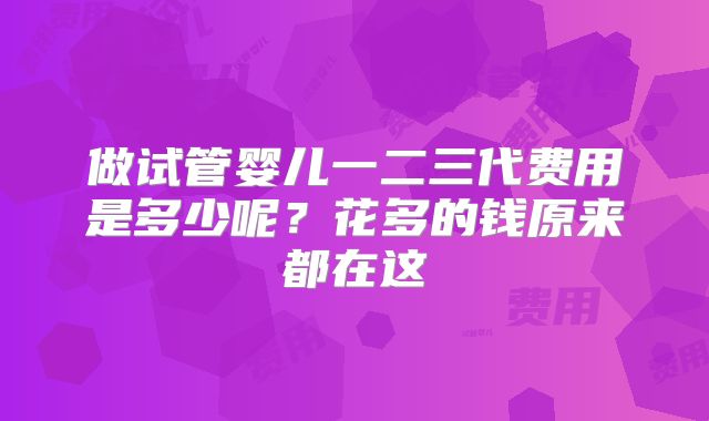做试管婴儿一二三代费用是多少呢？花多的钱原来都在这