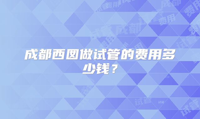 成都西囡做试管的费用多少钱？