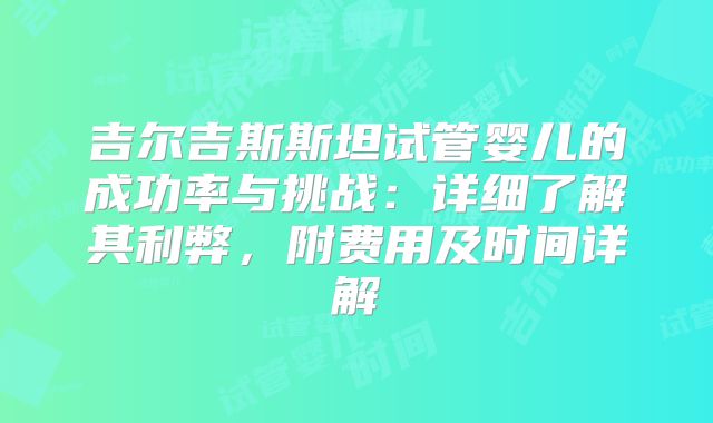 吉尔吉斯斯坦试管婴儿的成功率与挑战：详细了解其利弊，附费用及时间详解