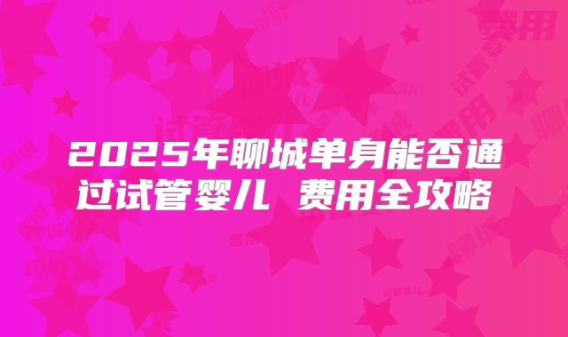 2025年聊城单身能否通过试管婴儿 费用全攻略
