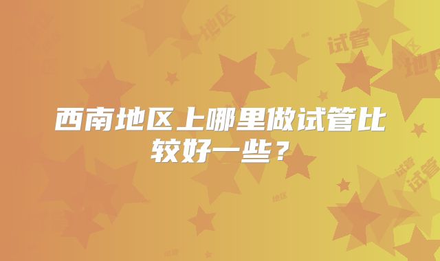 西南地区上哪里做试管比较好一些？