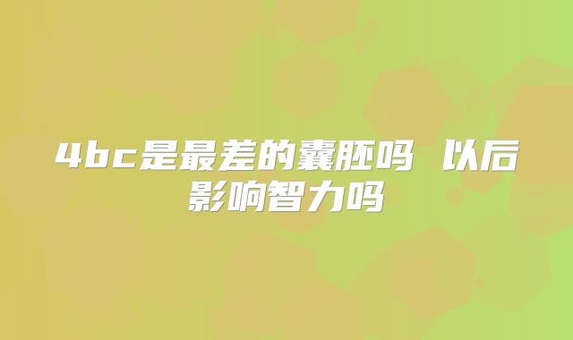 4bc是最差的囊胚吗 以后影响智力吗