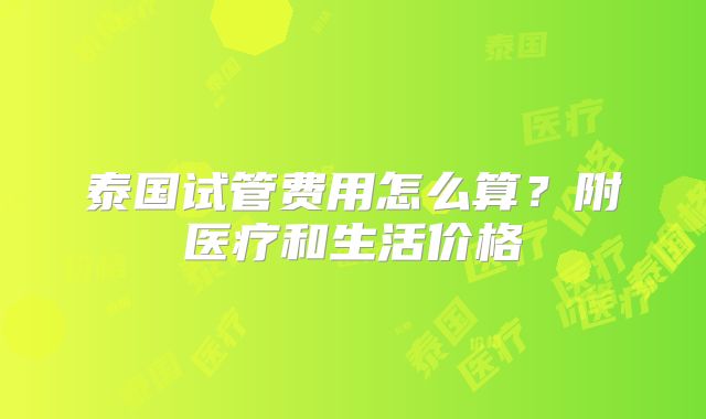 泰国试管费用怎么算？附医疗和生活价格
