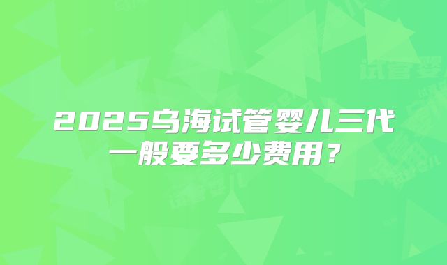 2025乌海试管婴儿三代一般要多少费用？