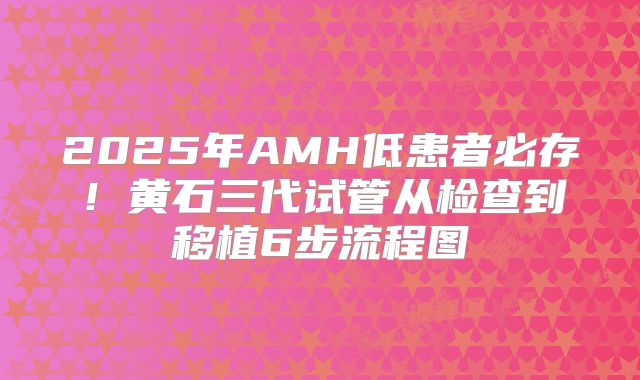 2025年AMH低患者必存！黄石三代试管从检查到移植6步流程图