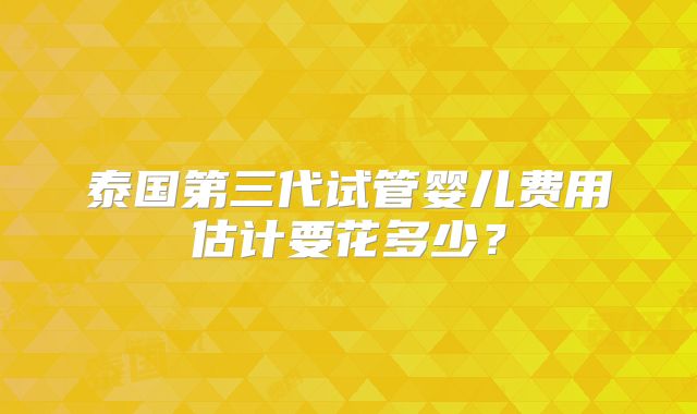 泰国第三代试管婴儿费用估计要花多少？