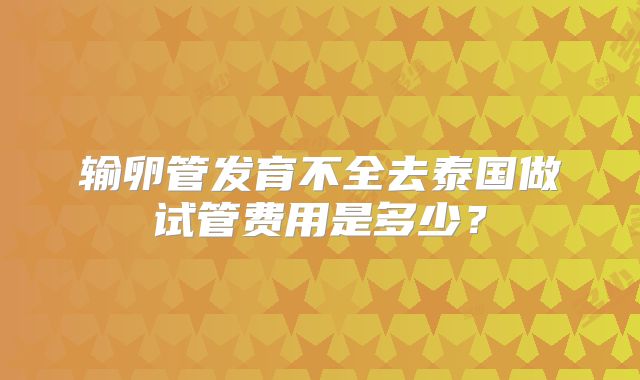输卵管发育不全去泰国做试管费用是多少?