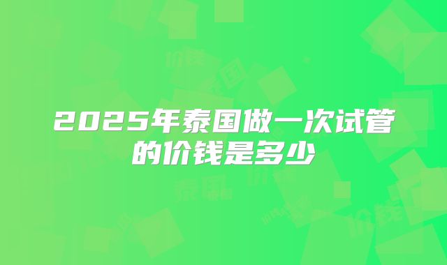 2025年泰国做一次试管的价钱是多少