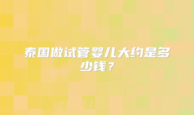 泰国做试管婴儿大约是多少钱？