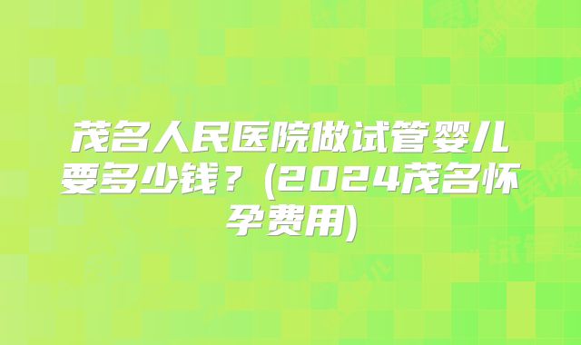茂名人民医院做试管婴儿要多少钱?(2024茂名怀孕费用)