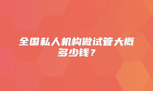 全国私人机构做试管大概多少钱？