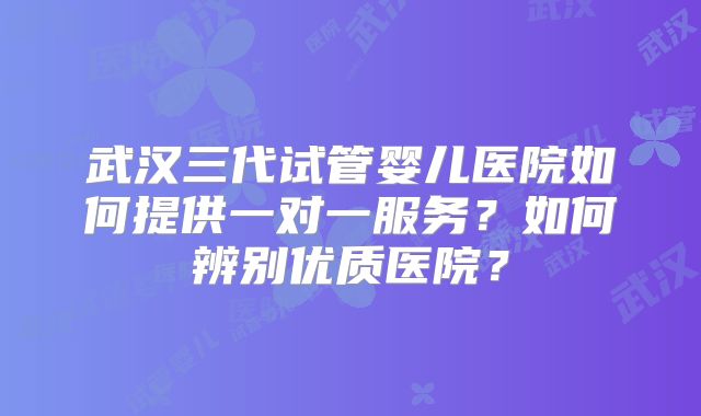 武汉三代试管婴儿医院如何提供一对一服务?如何辨别优质医院?