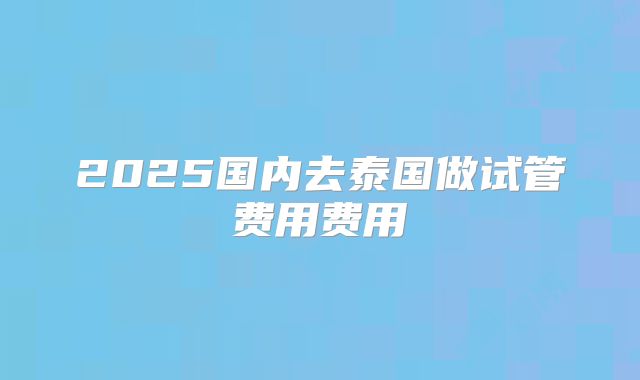 2025国内去泰国做试管费用费用