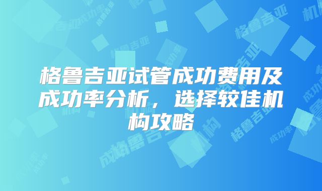 格鲁吉亚试管成功费用及成功率分析，选择较佳机构攻略