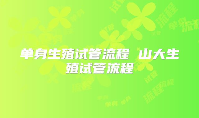 单身生殖试管流程 山大生殖试管流程