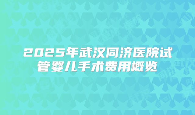2025年武汉同济医院试管婴儿手术费用概览
