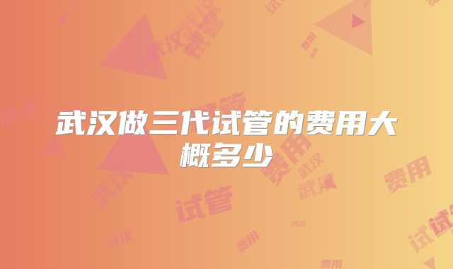 武汉做三代试管的费用大概多少