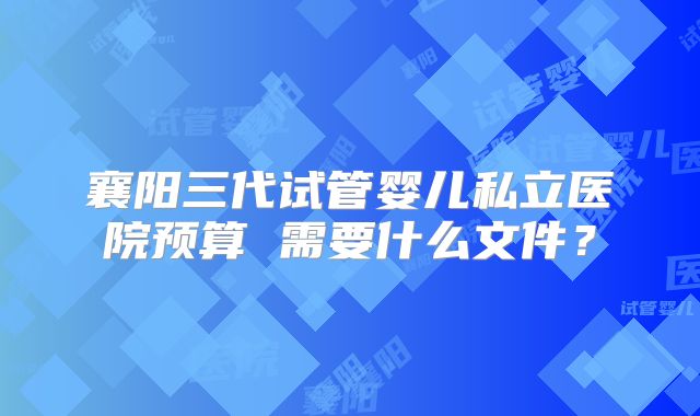 襄阳三代试管婴儿私立医院预算 需要什么文件？