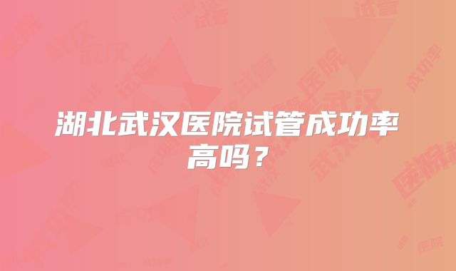 湖北武汉医院试管成功率高吗？