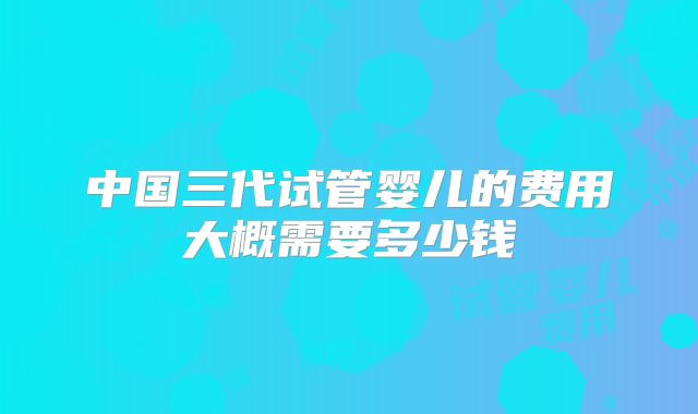 中国三代试管婴儿的费用大概需要多少钱