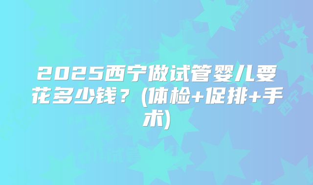 2025西宁做试管婴儿要花多少钱？(体检+促排+手术)