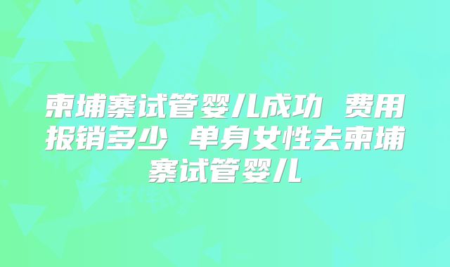 柬埔寨试管婴儿成功 费用报销多少 单身女性去柬埔寨试管婴儿