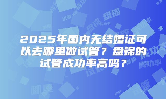 2025年国内无结婚证可以去哪里做试管？盘锦的试管成功率高吗？