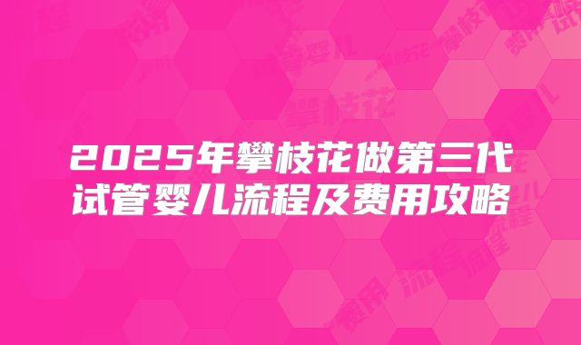 2025年攀枝花做第三代试管婴儿流程及费用攻略