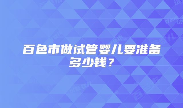 百色市做试管婴儿要准备多少钱？