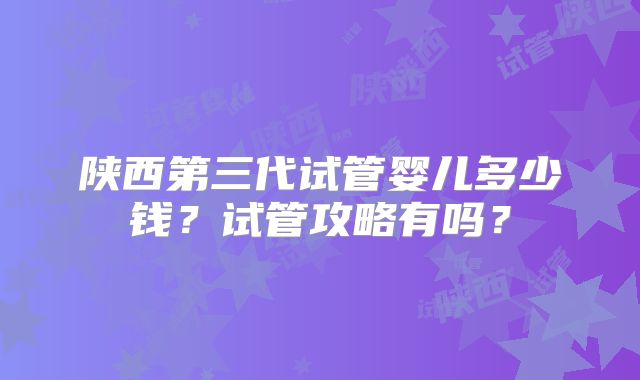 陕西第三代试管婴儿多少钱？试管攻略有吗？