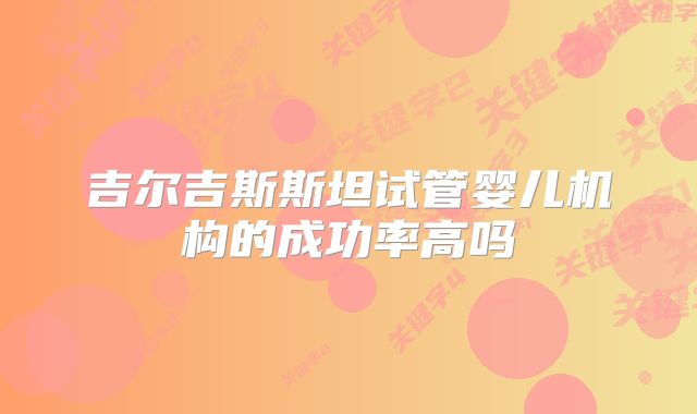 吉尔吉斯斯坦试管婴儿机构的成功率高吗