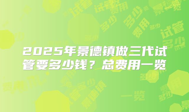2025年景德镇做三代试管要多少钱?总费用一览