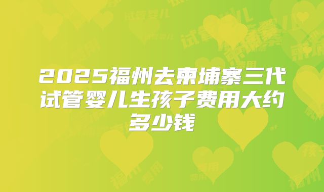 2025福州去柬埔寨三代试管婴儿生孩子费用大约多少钱