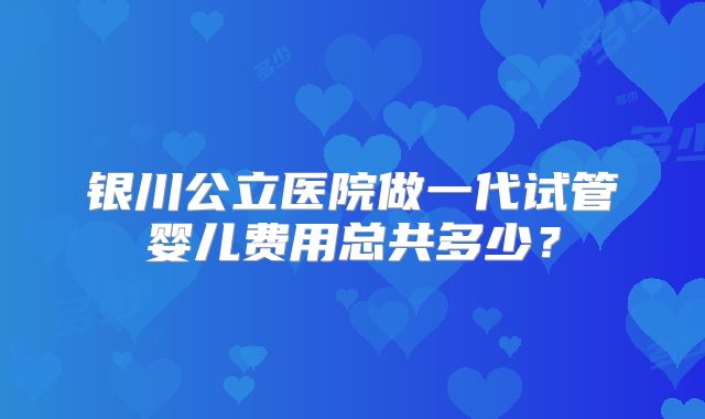 银川公立医院做一代试管婴儿费用总共多少？