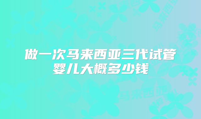 做一次马来西亚三代试管婴儿大概多少钱