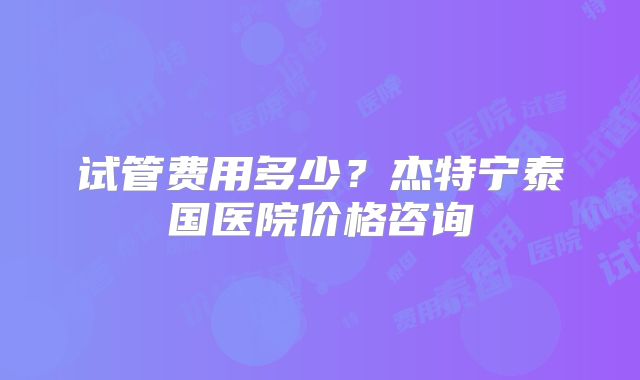 试管费用多少?杰特宁泰国医院价格咨询