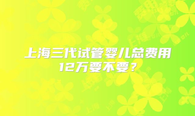 上海三代试管婴儿总费用12万要不要？